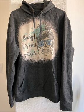 Women’s XL Dark Gray Graphic Hoodie - 'Baby It's Cold Outside'